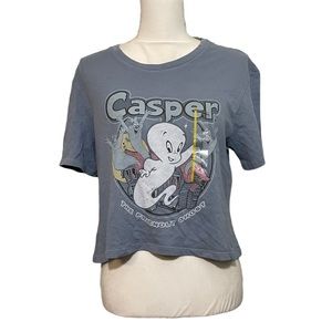 NWT Light Blue Casper the Friendly Ghost Cropped Crop Top High Cut Tee Goth New